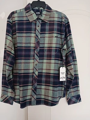 Billabong Mens Wave Washed Flannel Shirt Small NWT - Image 1 of 4