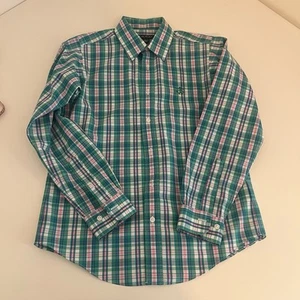 Brooks Brothers Youth Shirt Green Pink Plaid Button Down Non-Iron Cotton Medium - Picture 1 of 7