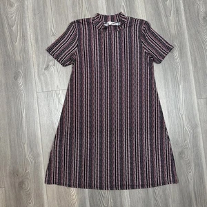 BCBGeneration Retro Purple Pink Striped Mini Dress - Picture 1 of 6