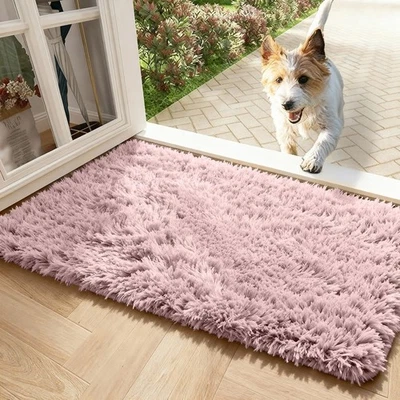 Plush Shaggy Door Mat Entrance Indoor Rugs Faux Fur Anti Slip Shaggy Rugs - Image 1 of 4