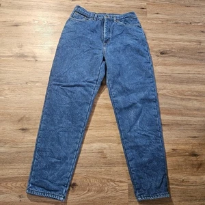 Vintage LL Bean Plaid Lined Womens Jeans Size 12 Waist High Mom USA 30x30 - Picture 1 of 7