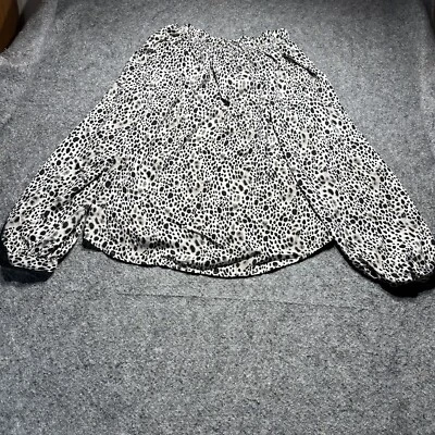 Blusa para mujer A New Day de leopardo negra y gris talla mediana manga larga Foto 1 de 4