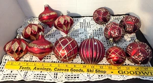 Lot of 12 Red/Gold Ball NoBreak Ornaments, Christmas, Traditional, 3-2", Modern - Picture 1 of 10