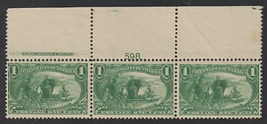 EDSROOM-O13481 US 285 MNH 1898 Imprint & Plate # Strip of 3 Trans Miss CV$250 - Picture 1 of 2