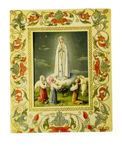 VTG CHRISTMAS CARD OUR LADY OF FATIMA G. VICENTINI 1940s UNUSED EMBOSSED DIE CUT - Picture 1 of 8