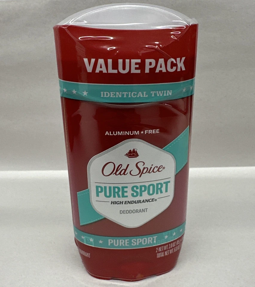 Paquete de 2 desodorantes deportivos puros Old Spice 48 horas de alta resistencia sin aluminio de 3 oz Foto 1 de 3