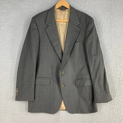 Abrigo Deportivo Bill Blass 40R De Colección 100% Lana Gris Línea Fina Cuadros Años 90 EE. UU. Foto 1 de 4