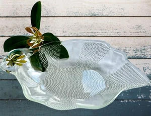 2 1950’s Vintage Glass Dewdrop Candy Dishes By Jeanette Leaf Shape Beaded Glass - Picture 1 of 6