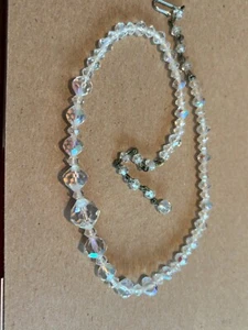 Collana Vintage Aurora Boreale Cristallo Sfaccettato Perline 15-17" GIROCOLLO - Foto 1 di 4
