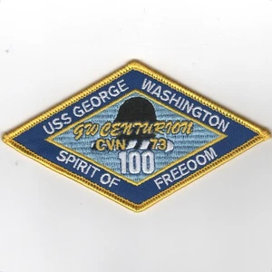 Parche bordado 4,9" CVN-73 USN AZUL MARINO 100 TRAMPAS DIAMANTE USS GEORGE WASHINGTON - Imagen 1 de 1