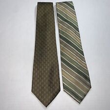 2-Pack Joseph Feiss Silk Neck Tie, Striped Pattern, Brown/Green Colored