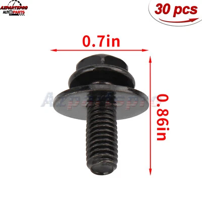 For Toyota Body Bolts- M6-1.0 x 16mm Long- 10mm Hex- 17mm Washer- 30 bolts- #180 - Image 1 of 4