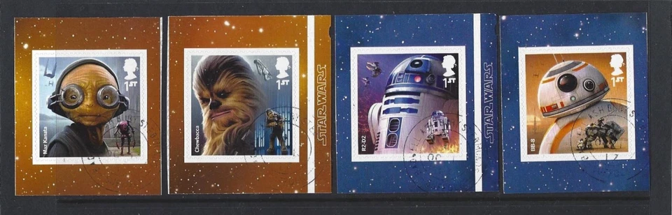 GREAT BRITAIN 2017 STARWARS SELF ADHESIVE SET 4 EX BOOKLETS FINE USED - Image 1 of 1