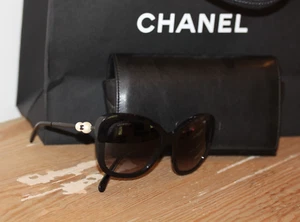 CHANEL Oversized Sunglasses 5339-H Black White Faux Pearl + CC Logo Side Accent! - Picture 1 of 20