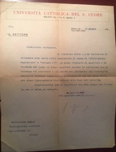 Lettera firmata da Agostino Gemelli - Imagen 1 de 1