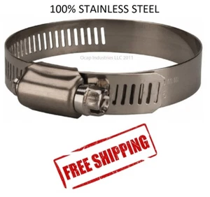 (10) #12 All Stainless Steel Worm Gear Hose Clamp 1-1/16" TO 1-1/4" MARINE - Picture 1 of 2