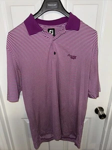 FOOTJOY RIVER FALLS STRIPED FUSCHIA MENS LARGE GOLF POLO - Picture 1 of 5