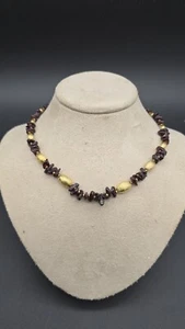 Vintage Miriam Haskell Amethyst oder Granat und Gold Perlenkette - Bild 1 von 8