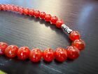 Vibrant Red Agate Beaded Necklace - Beautiful Polished Gemstone Jewelry