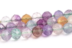 Cuentas de fluorita multicolores naturales de 6 mm grado AAA cuentas sueltas redondas facetadas - Imagen 1 de 4