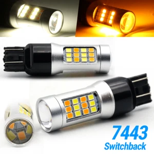 Switchback LED Turn Signal 7443 7440 7444 White/Amber  DRL Parking Light Bulbs - Picture 1 of 10