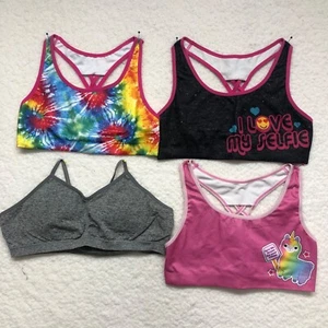 More Than Magic Mush  Llama Tie-Dye Selfie Girls XL 14/16 set of 4 Sports Bras - Picture 1 of 7