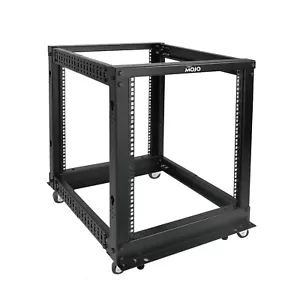 Tecmojo 12U Open Frame Server Rack,4-Post Adjustable Depth Network Rollong Rack. - Picture 1 of 8