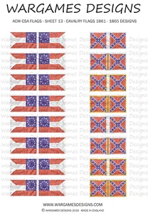 15mm Flags - ACW CSA Horse Flags - Sheet 13 - Black Powder - Picture 1 of 1