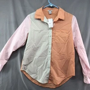Camicia nuova Rue21 manica lunga multicolore colletto bottoni giovane adulto taglia M donna - Foto 1 di 12