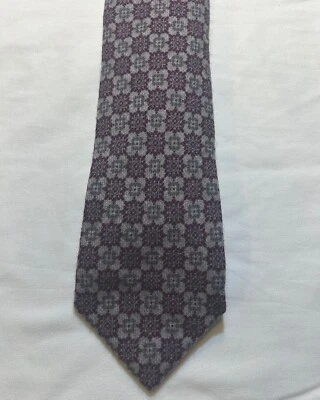ISAIA Napoli 7-fold hand made Geometric Gray/purple  Wool Tie Authentic - Image 1 of 4