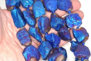 20X15-30X20MM NUGGET DE PIEDRAS PRECIOSAS ÁGATA AZUL TITANIO CUENTAS SUELTAS 8 pulgadas - Imagen 1 de 4