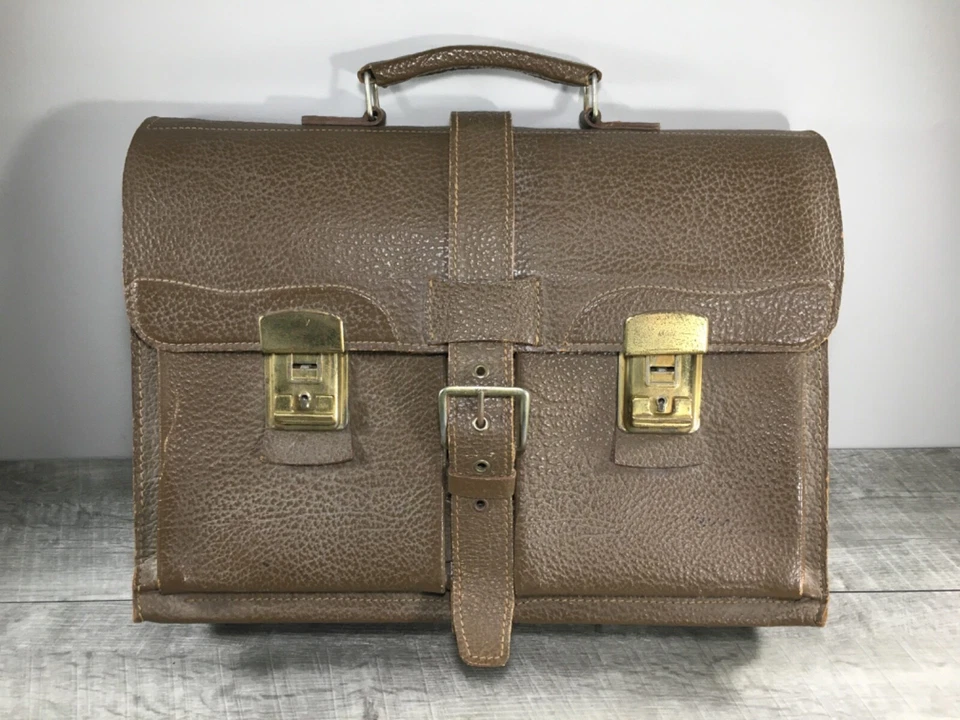 Maletín de cuero reforzado vintage cartera escolar abogado de negocios bolsa de viaje Foto 1 de 4
