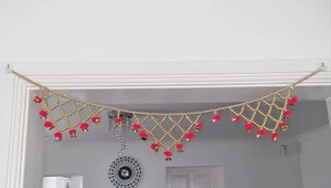Handmade Indian Beaded Tassel Door Wall Hanging Toran. Diwali Edition - Picture 1 of 2