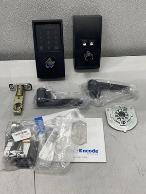 Schlage Encode Smart Wi-Fi Lever Matte Black SJ789073156 - Image 1 of 4