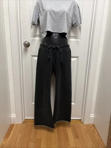 Brandy Melville Woman’s Black Low Rise Raw Hem Flare Y2K Sweatpants - Picture 1 of 9