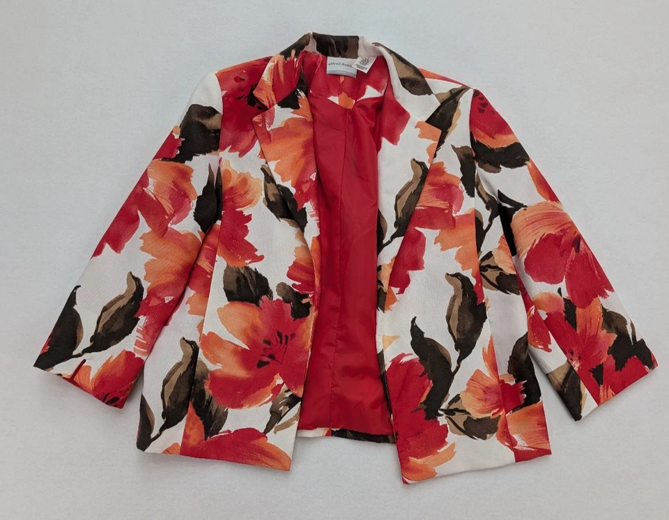 Chaqueta Blazer Para Mujer Alfred Dunner Talla 12P Estampado Floral Manga 3/4 Foto 1 de 4