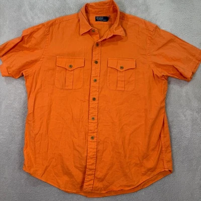 Polo Ralph Lauren Mens 2XL Orange Linen Cotton Short Sleeve Button Up Shirt EUC - Image 1 of 4