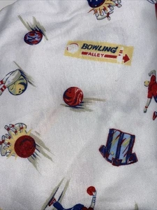 Retro Bowling Pins White Knit Fabric Balls Bowl Signs Shirts 70" x 29" - Picture 1 of 4