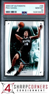 2003 SP AUTHENTIC #39 PAU GASOL GRIZZLIES HOF POP 3 PSA 10 - Image 1 of 3