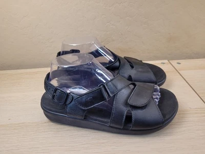 SAS Huggy Womens 9 W  Sandal Cross Strap Black Leather Slingback Tripad Comfort - Image 1 of 4