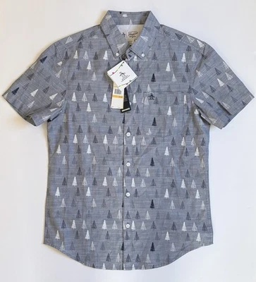 New Men’s Original Penguin Christmas Tree Holiday Short Sleeve Shirt size S NWT - Image 1 of 4