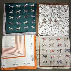 Menge 4 Reiter & Grafikdruck quadratische Schals 27" | Pferd & Kunst Muster Set - Bild 1 von 5