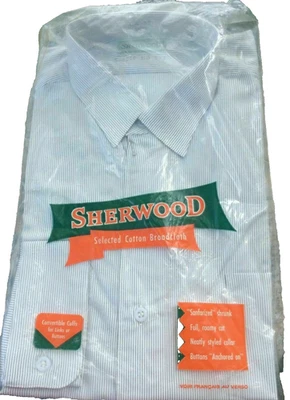 Camisa Sherwood tamanho 15 1/2 masculina casual listra de alfinete pano largo sanforizado nova - Imagem 1 de 4