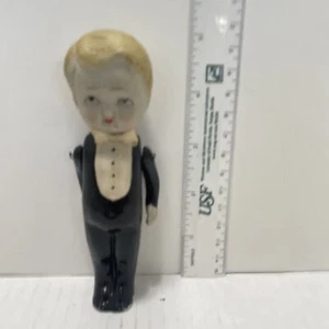 Bisque Antique Vintage Jointed Arm Groom Boy Doll Inch Made in Japan - Picture 1 of 5