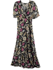 Vestido Rag & Bone Mujer 4 Tamar Negro Floral Semi Transparente Maxi Ranura *Falta Deslizamiento - Imagen 1 de 14