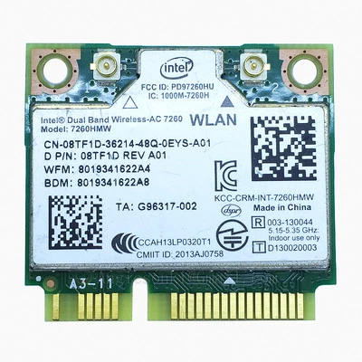 intel dual band wireless-ac 7260HMW WiFi + Bluetooth 4.0 PCIe Half Mini Wifi Karte - Bild 1 von 4