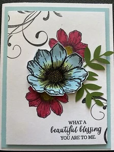 Stampin Up Kartenset 4er Set "Was für ein Segen bist du für mich" blaue Blume - Bild 1 von 4
