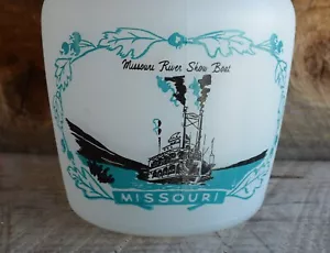 40 oz Frosted Glass Carafe Decanter Pitcher Missouri River Show Boat Libbeys? - Picture 1 of 16