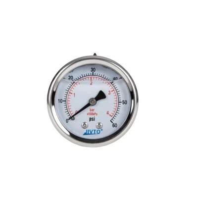 Pressure Gauge,Glycerin Filled,2-1/2" Dia,0-60 PSI, 1/4 NPT Back Mount - Image 1 of 4