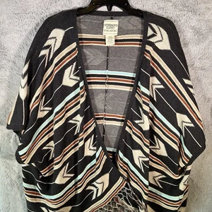 Cárdigan Suéter Poncho Y2K Billabong Boho Azteca Días Encantados Con Capucha Talla L - Imagen 1 de 6